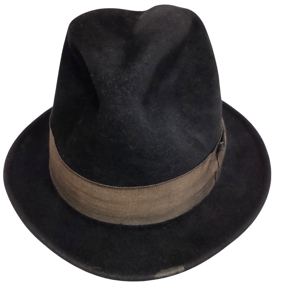 Vintage Penneys Marathon Fedora Hat Mens‎ Black Wool Blend Dress Formal